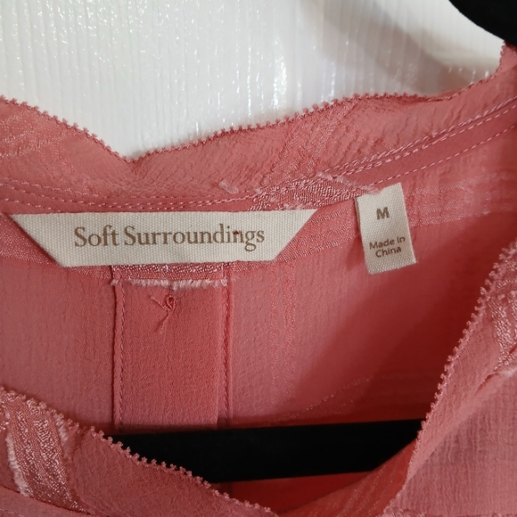 Soft Surroundings Rose Pink Tenerife Button Back Flutter Sleeve Blouse Medium - Picture 4 of 7